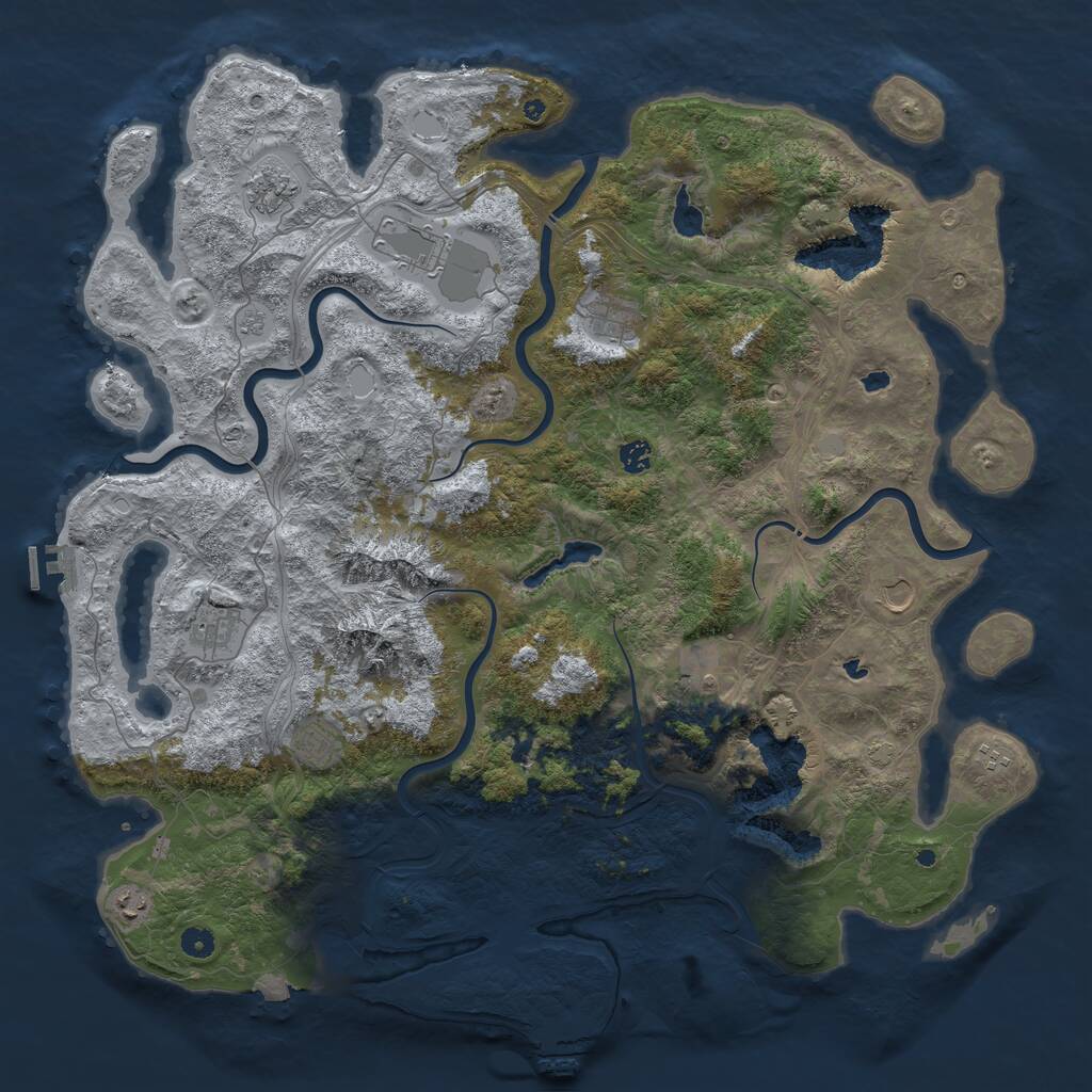 Rust Map: Procedural Map, Size: 5000, Seed: 702626308, 16 Monuments