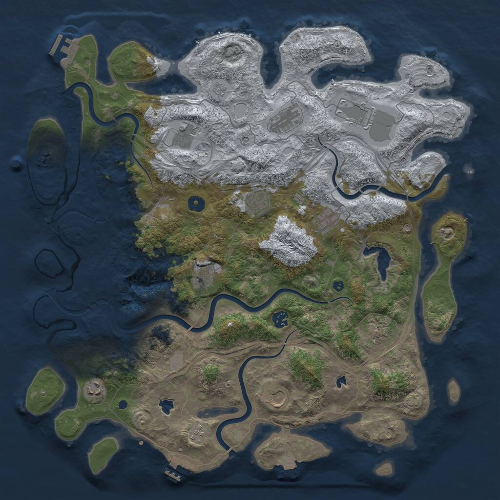 Rust Map: Procedural Map, Size: 4500, Seed: 1172010278, 17 Monuments