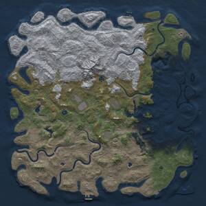 Thumbnail Rust Map: Procedural Map, Size: 6000, Seed: 736324810, 17 Monuments