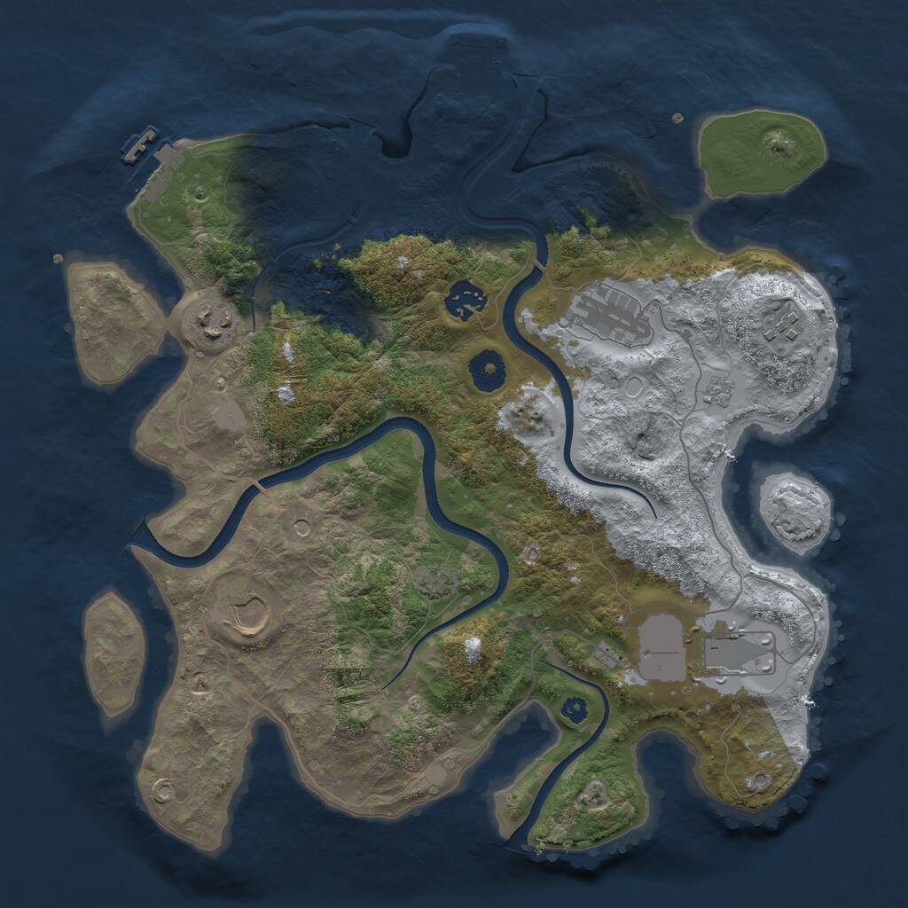 Rust Map: Procedural Map, Size: 3500, Seed: 410336524, 12 Monuments