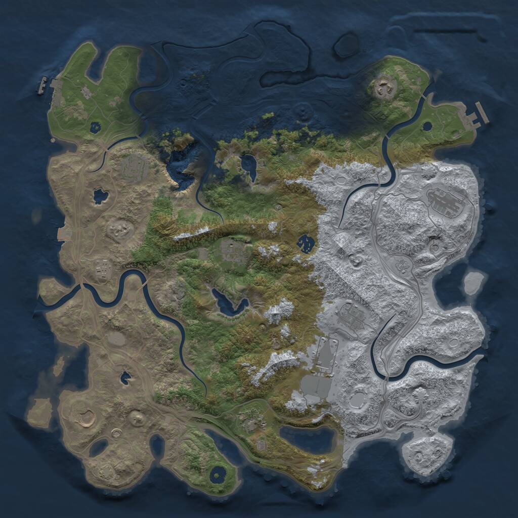 Rust Map: Procedural Map, Size: 4500, Seed: 502319972, 16 Monuments