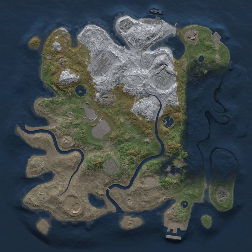 Rust Map: Procedural Map, Size: 3500, Seed: 3648268, 15 Monuments