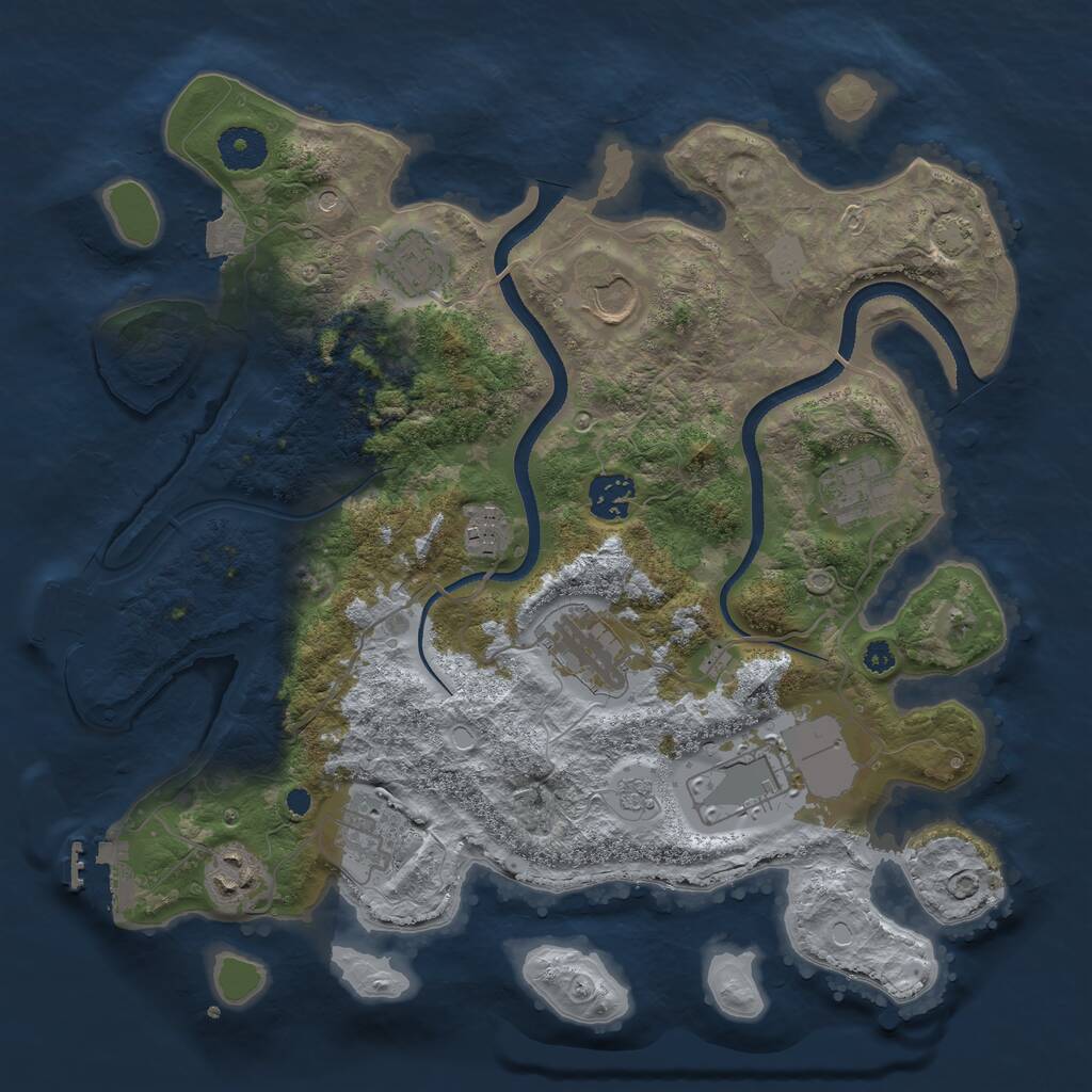Rust Map: Procedural Map, Size: 3500, Seed: 654168135, 15 Monuments