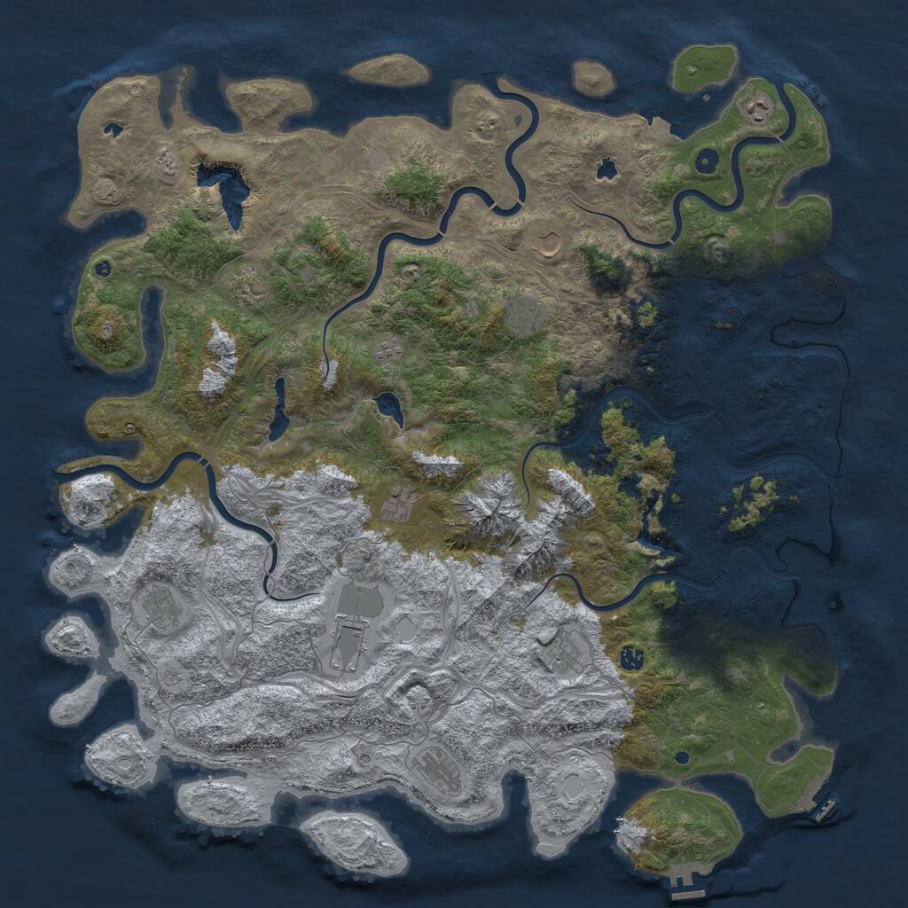 Rust Map: Procedural Map, Size: 5500, Seed: 3000, 17 Monuments