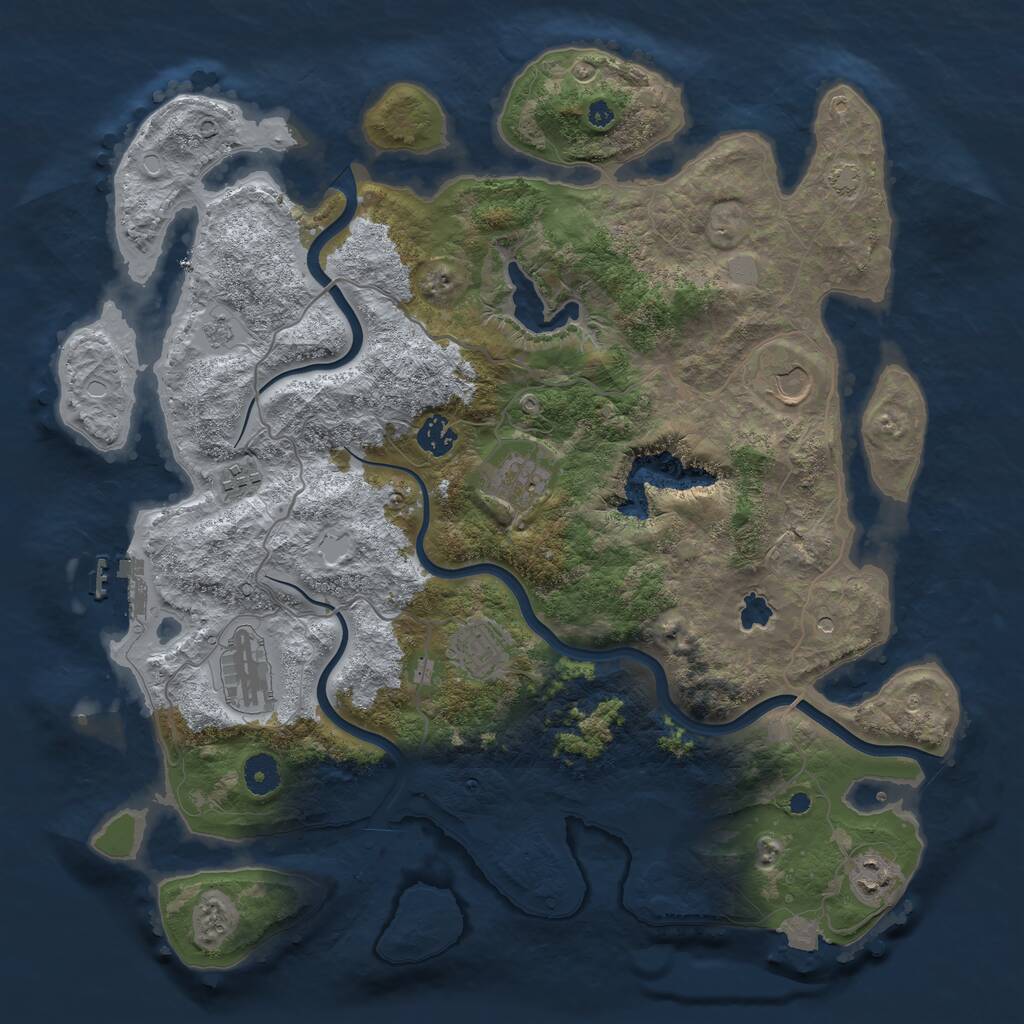Rust Map: Procedural Map, Size: 4000, Seed: 750389995, 12 Monuments