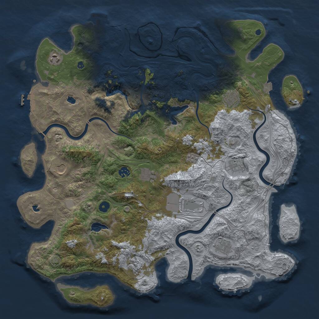 Rust Map: Procedural Map, Size: 4500, Seed: 916537636, 16 Monuments