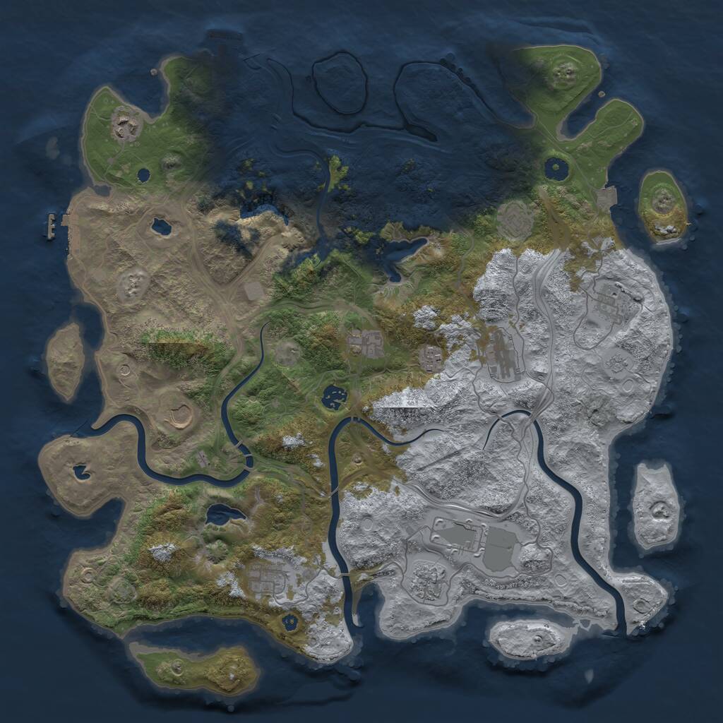 Rust Map: Procedural Map, Size: 4500, Seed: 916537636, 17 Monuments