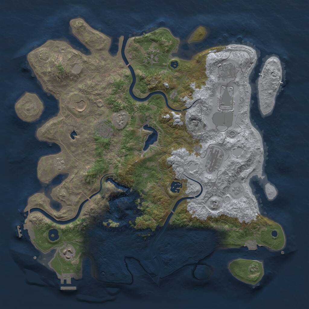 Rust Map: Procedural Map, Size: 4000, Seed: 33152, 15 Monuments