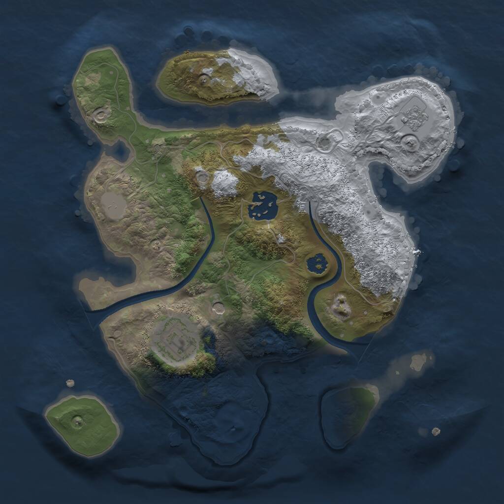 Rust Map: Procedural Map, Size: 2500, Seed: 723475979, 5 Monuments