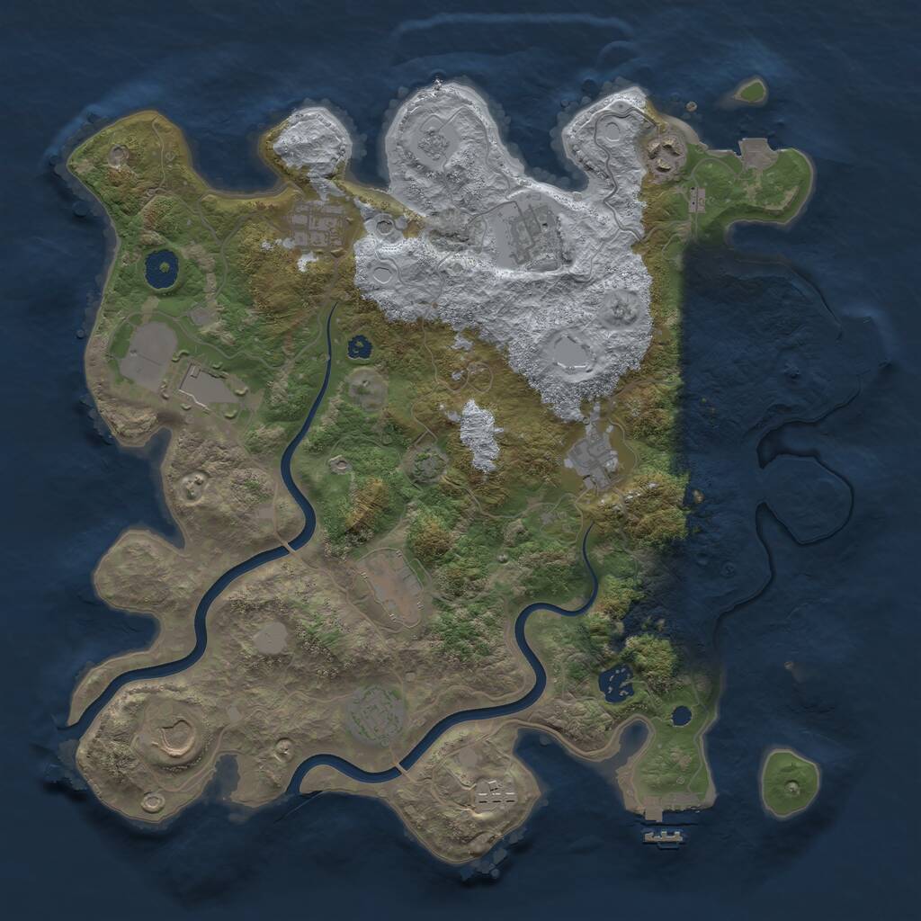 Rust Map: Procedural Map, Size: 3750, Seed: 1002623647, 16 Monuments