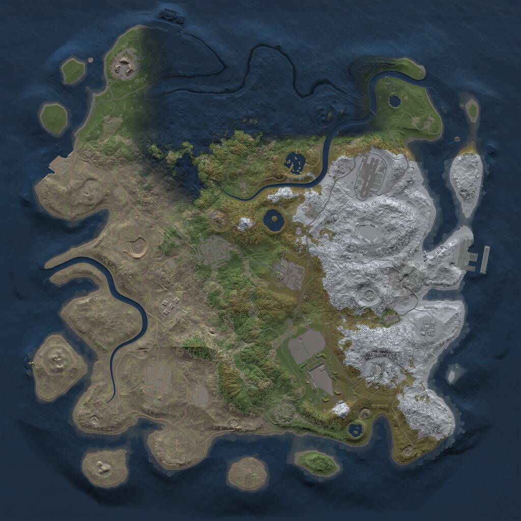 Rust Map: Procedural Map, Size: 3750, Seed: 1123919615, 16 Monuments