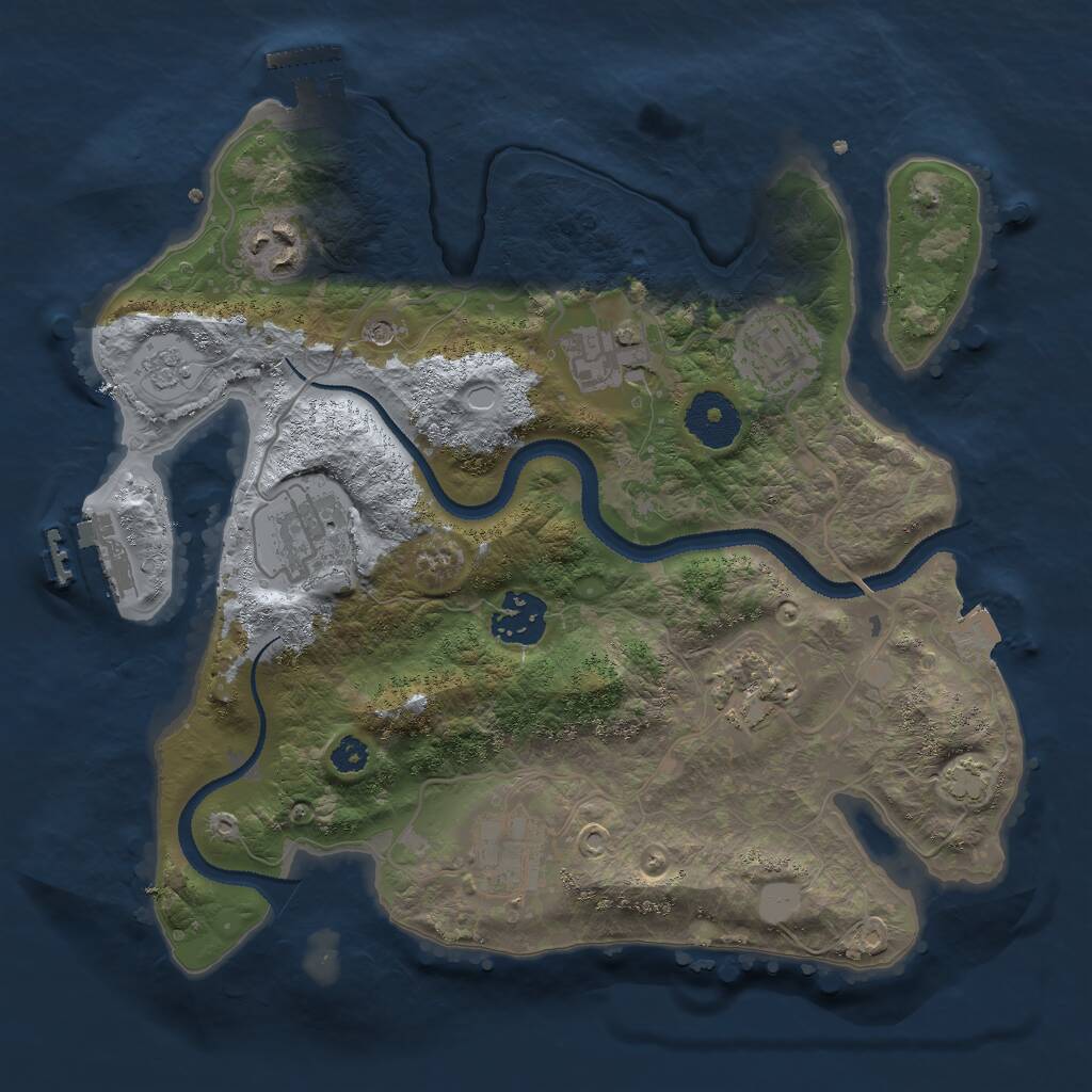 Rust Map: Procedural Map, Size: 3000, Seed: 115641, 13 Monuments