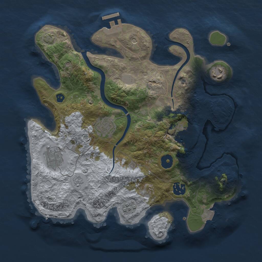 Rust Map: Procedural Map, Size: 3000, Seed: 117154075, 11 Monuments