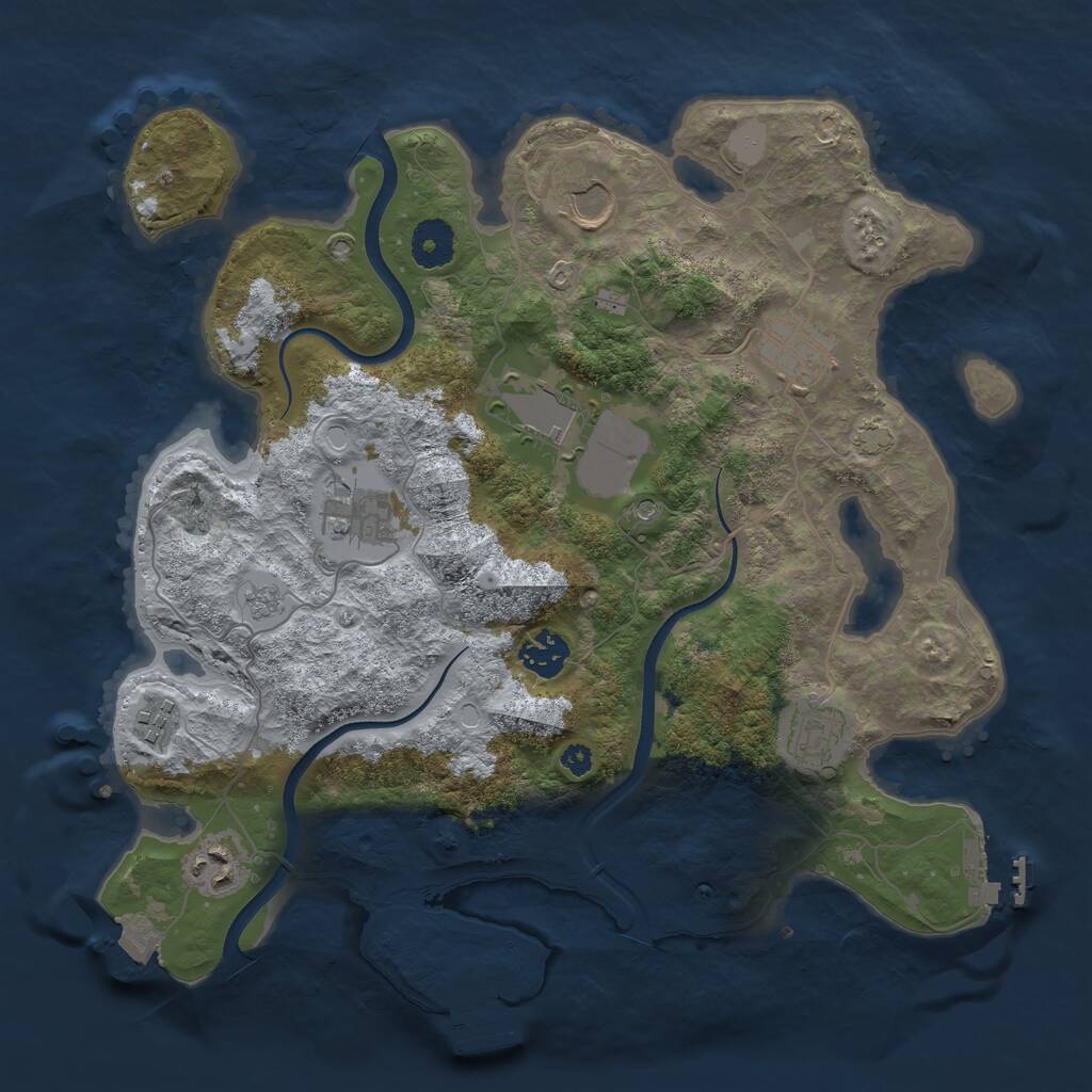 Rust Map: Procedural Map, Size: 3515, Seed: 649861369, 14 Monuments