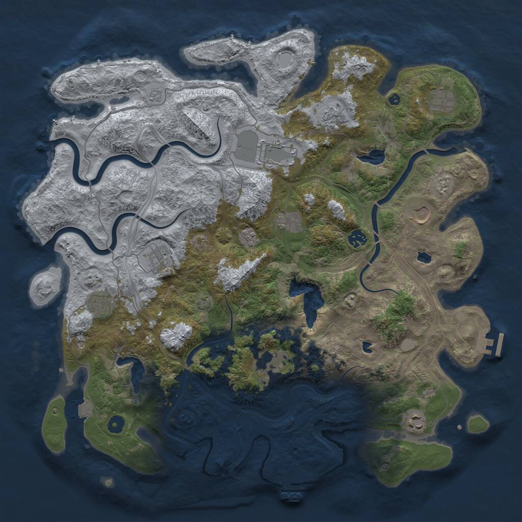 Rust Map: Procedural Map, Size: 4500, Seed: 863695060, 17 Monuments