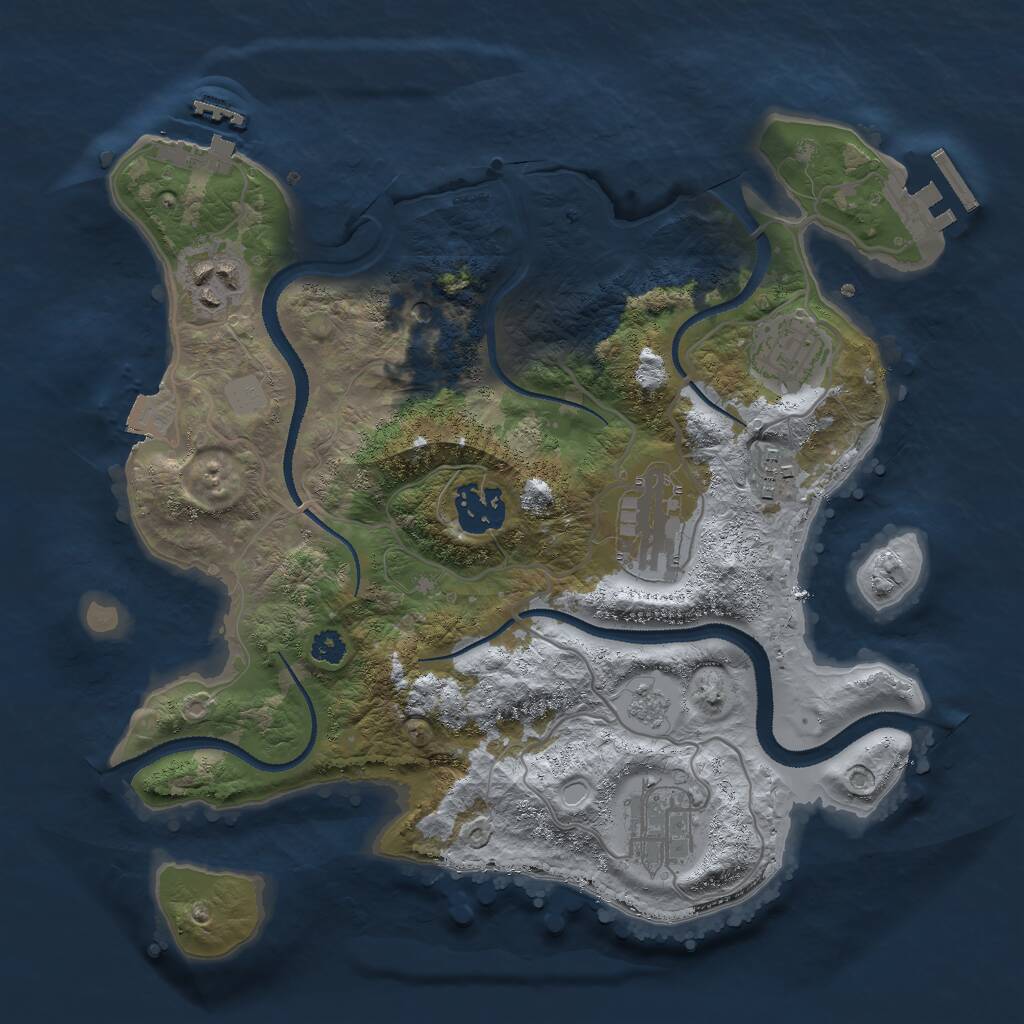 Rust Map: Procedural Map, Size: 3000, Seed: 91244, 11 Monuments