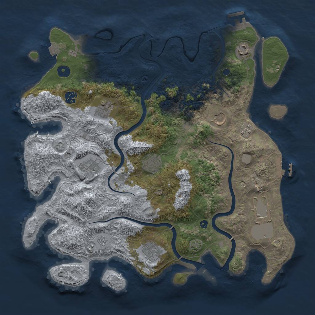 Rust Map: Procedural Map, Size: 3800, Seed: 1904694597, 15 Monuments