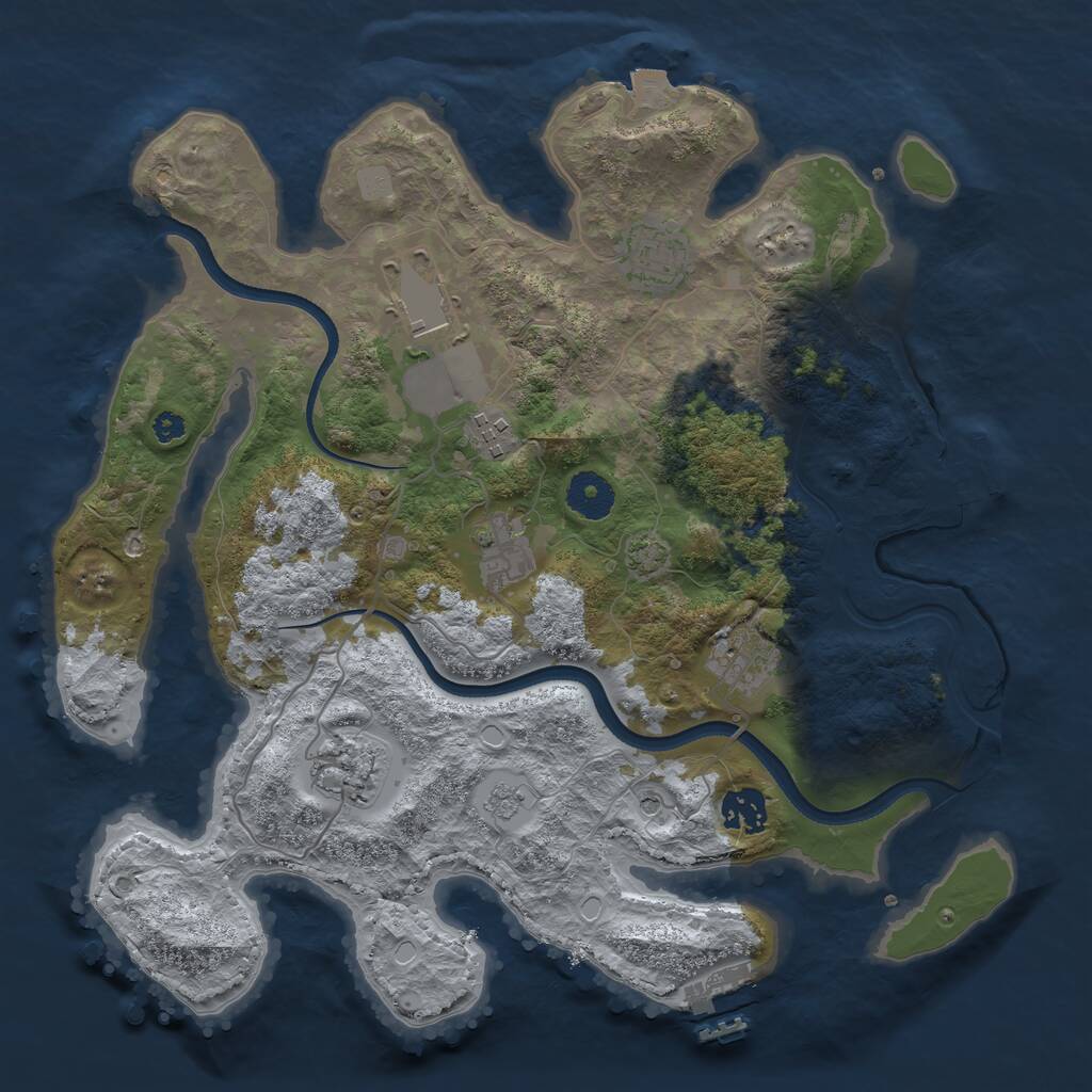 Rust Map: Procedural Map, Size: 3500, Seed: 1345257105, 13 Monuments