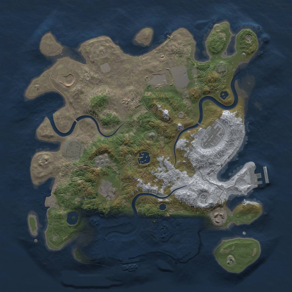 Rust Map: Procedural Map, Size: 3500, Seed: 365257393, 14 Monuments