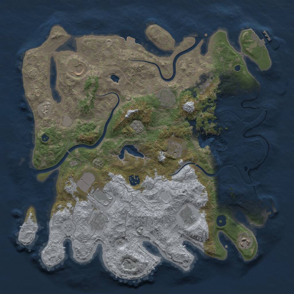 Rust Map: Procedural Map, Size: 4000, Seed: 3453445, 16 Monuments
