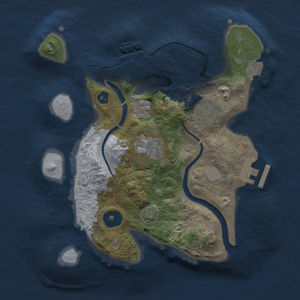 Rust Map: Procedural Map, Size: 2500, Seed: 520152236, 7 Monuments