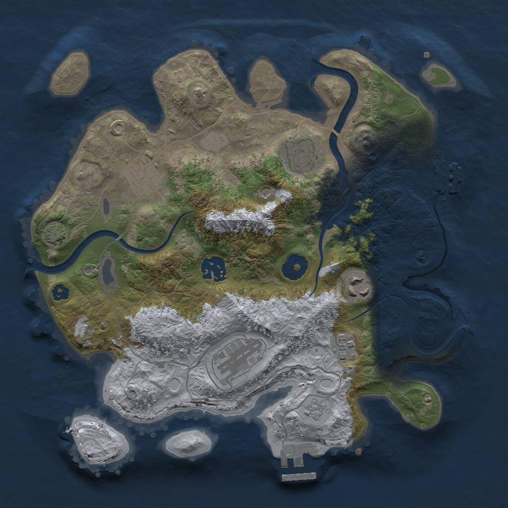 Rust Map: Procedural Map, Size: 3000, Seed: 731588524, 12 Monuments