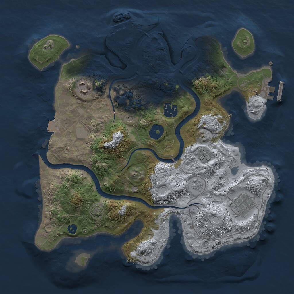 Rust Map: Procedural Map, Size: 3000, Seed: 953811542, 10 Monuments
