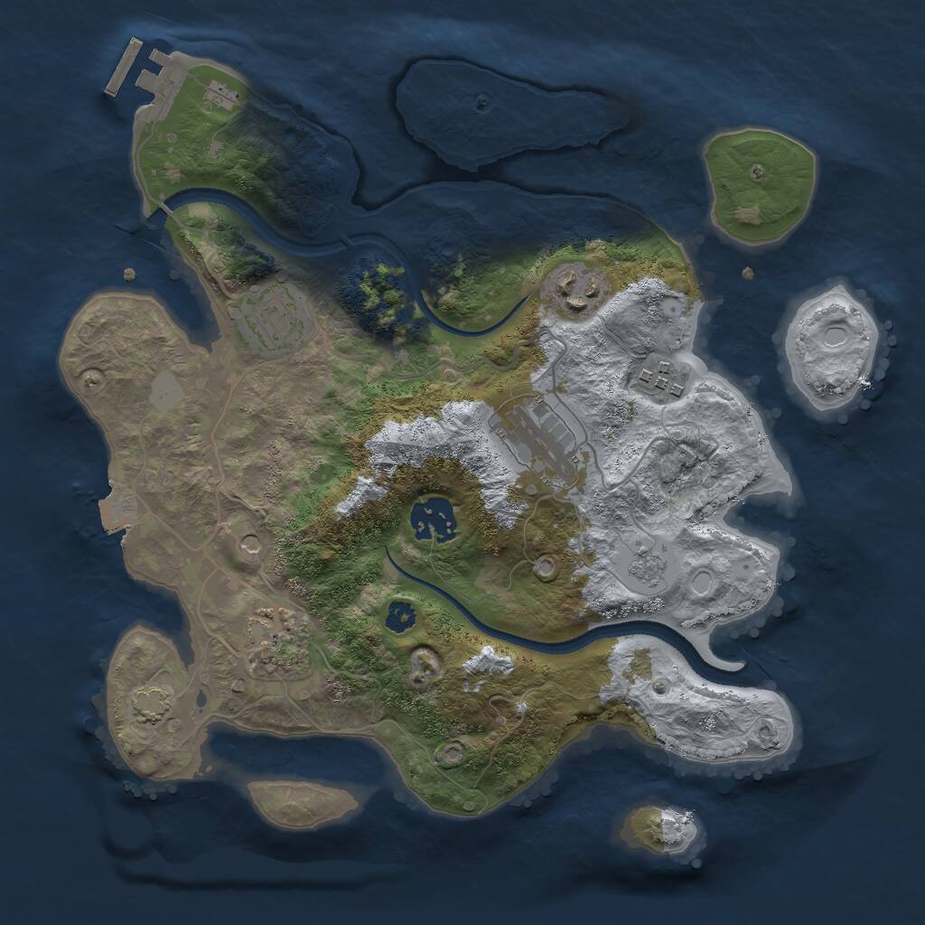 Rust Map: Procedural Map, Size: 3000, Seed: 57888, 11 Monuments