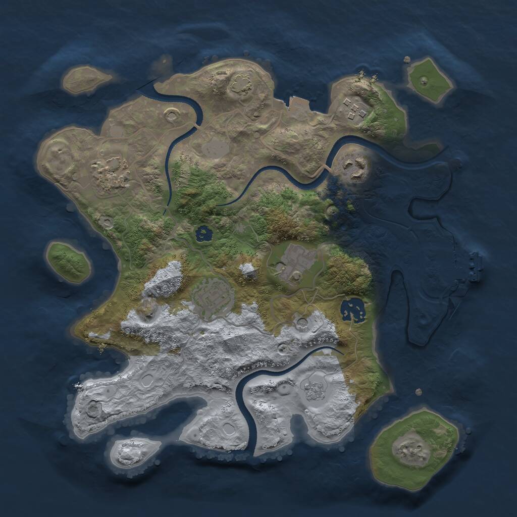 Rust Map: Procedural Map, Size: 3000, Seed: 458739485, 11 Monuments