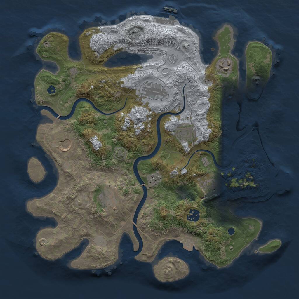 Rust Map: Procedural Map, Size: 3500, Seed: 653655087, 14 Monuments