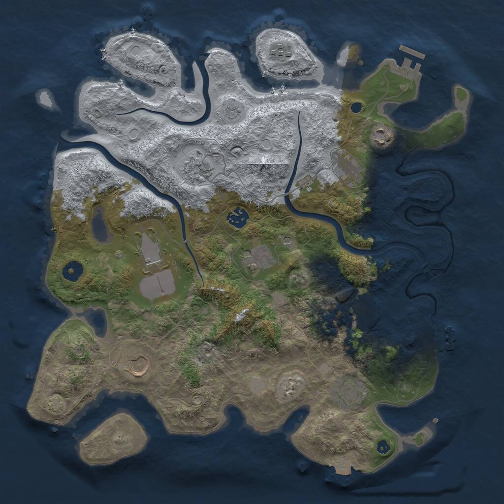 Rust Map: Procedural Map, Size: 3750, Seed: 31454, 16 Monuments