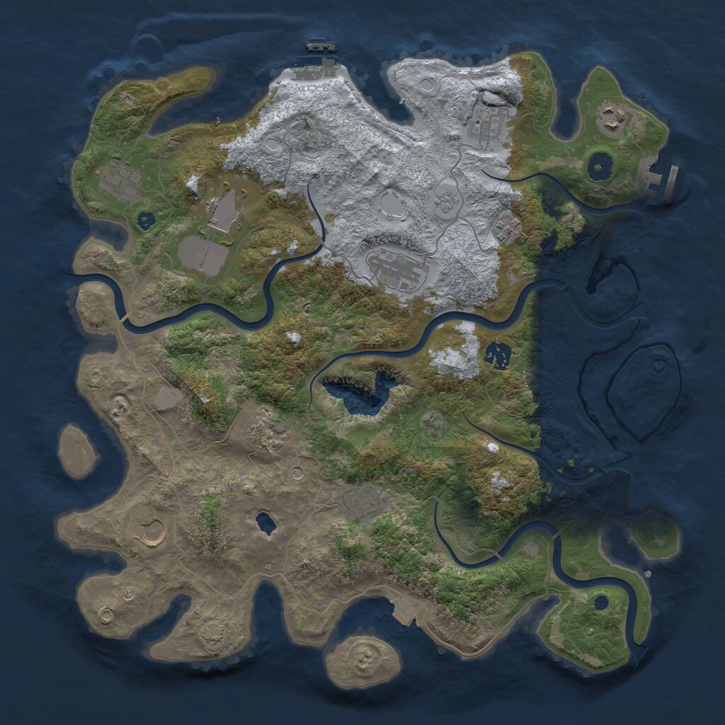 Rust Map: Procedural Map, Size: 4000, Seed: 653655087, 16 Monuments