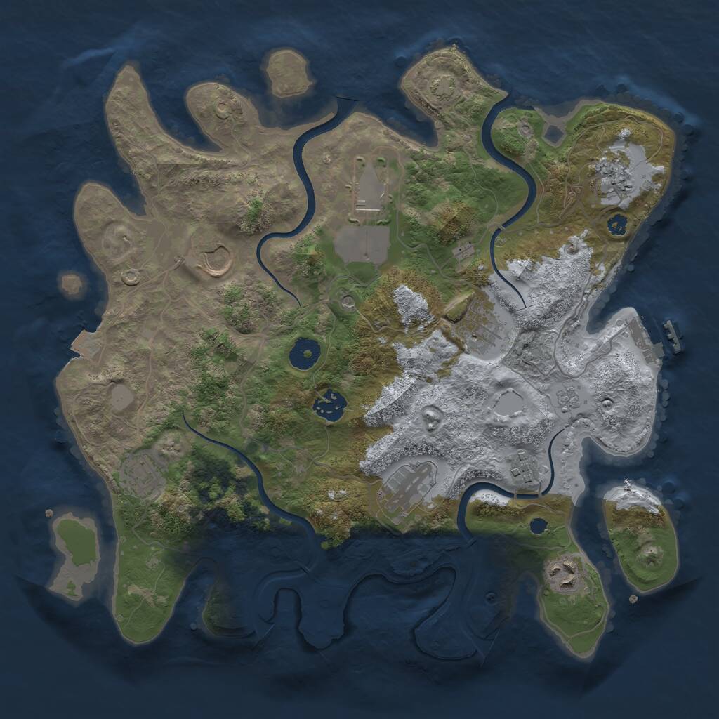 Rust Map: Procedural Map, Size: 3500, Seed: 760085847, 14 Monuments