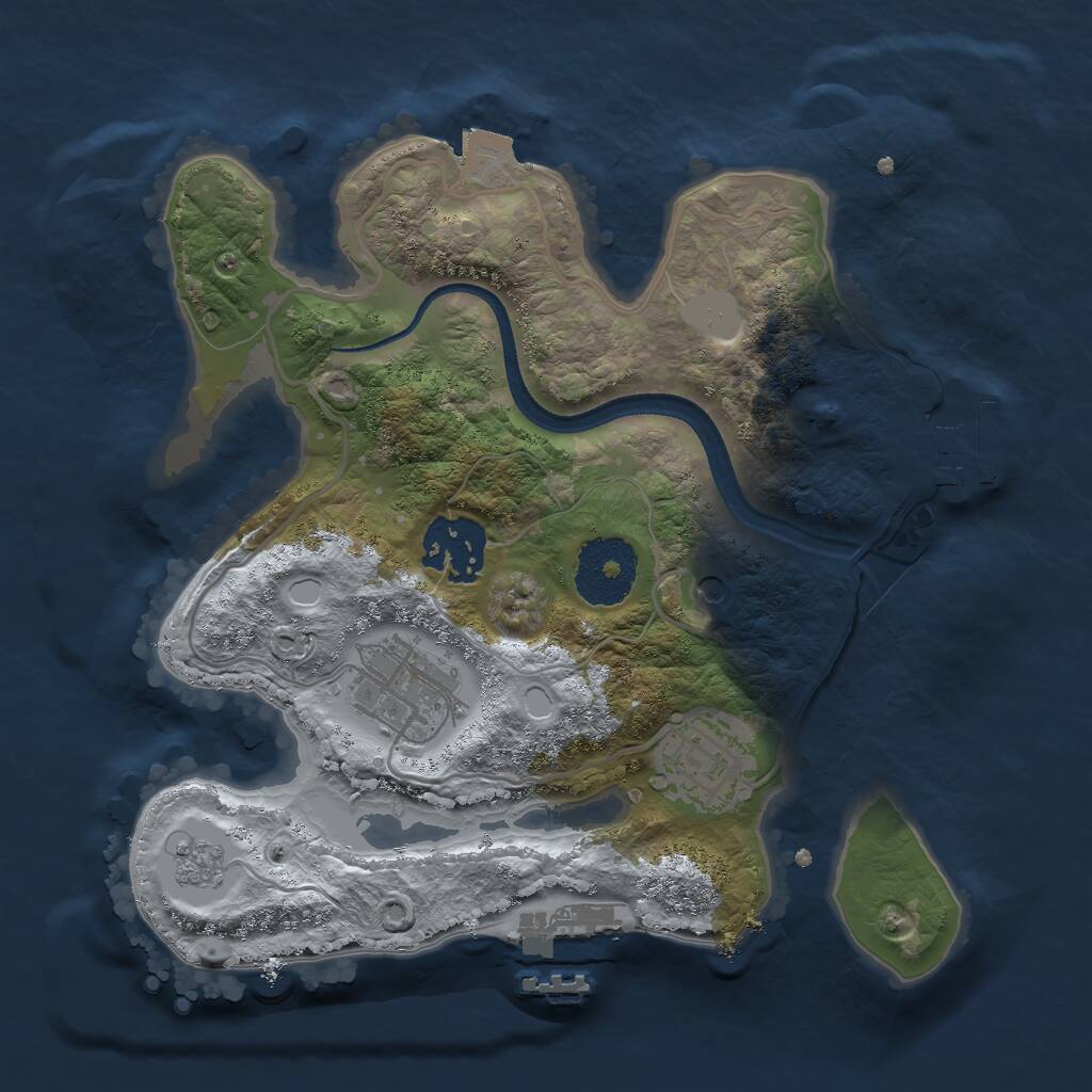 Rust Map: Procedural Map, Size: 2500, Seed: 965849035, 8 Monuments