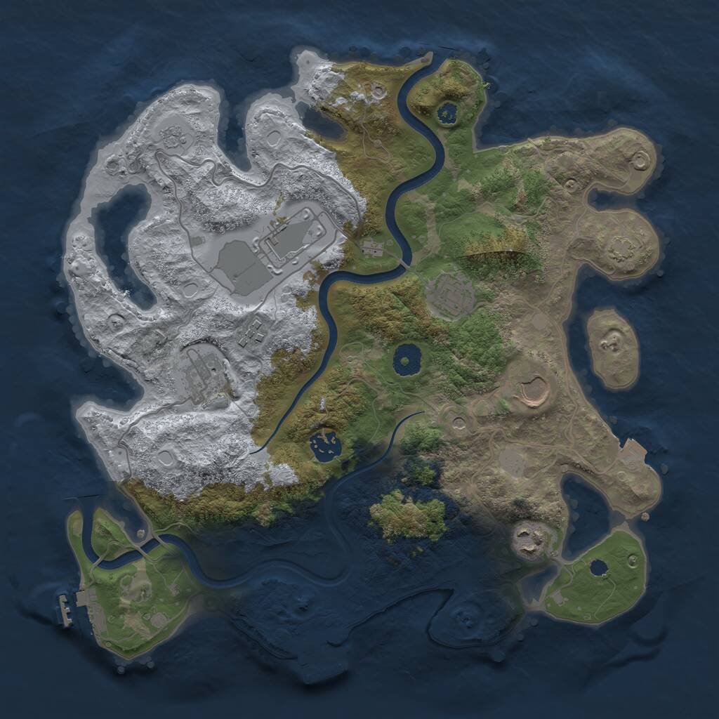 Rust Map: Procedural Map, Size: 3500, Seed: 1740963155, 13 Monuments
