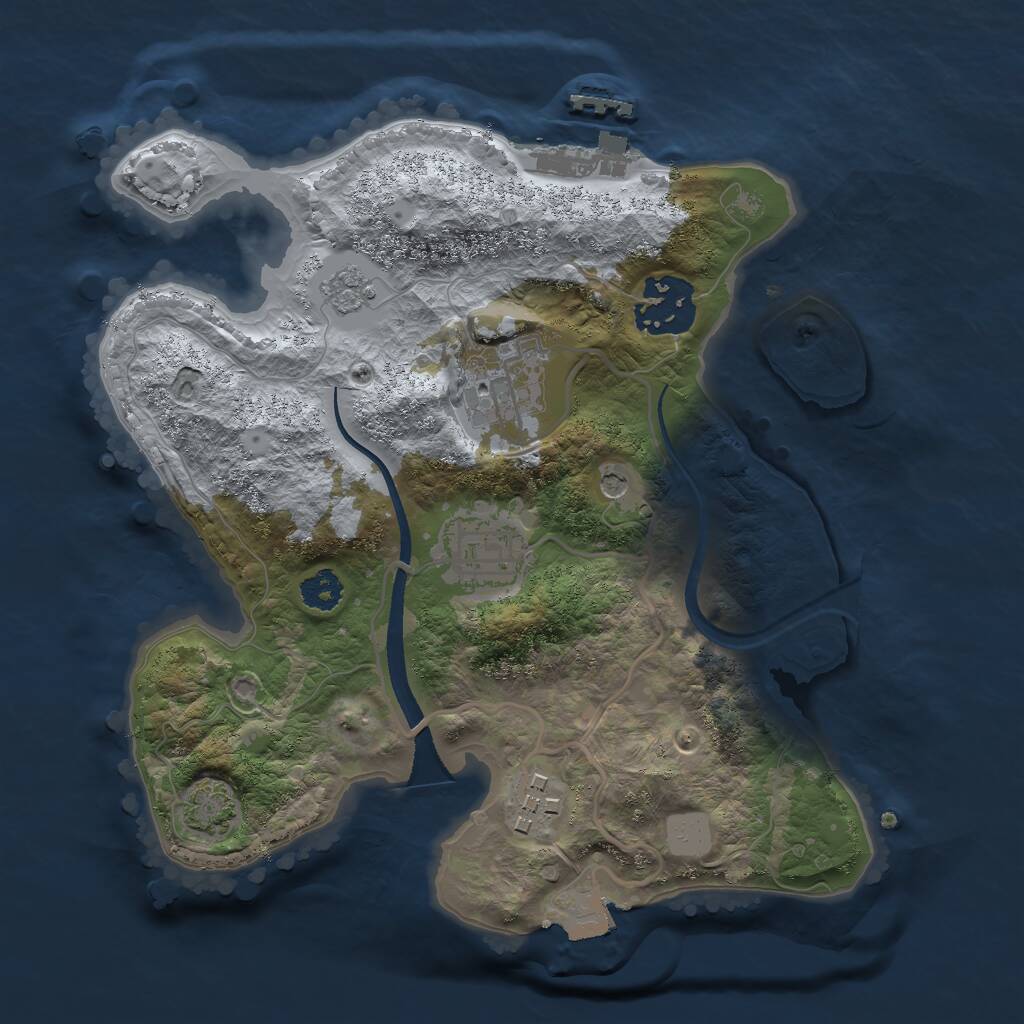 Rust Map: Procedural Map, Size: 2500, Seed: 954872996, 9 Monuments