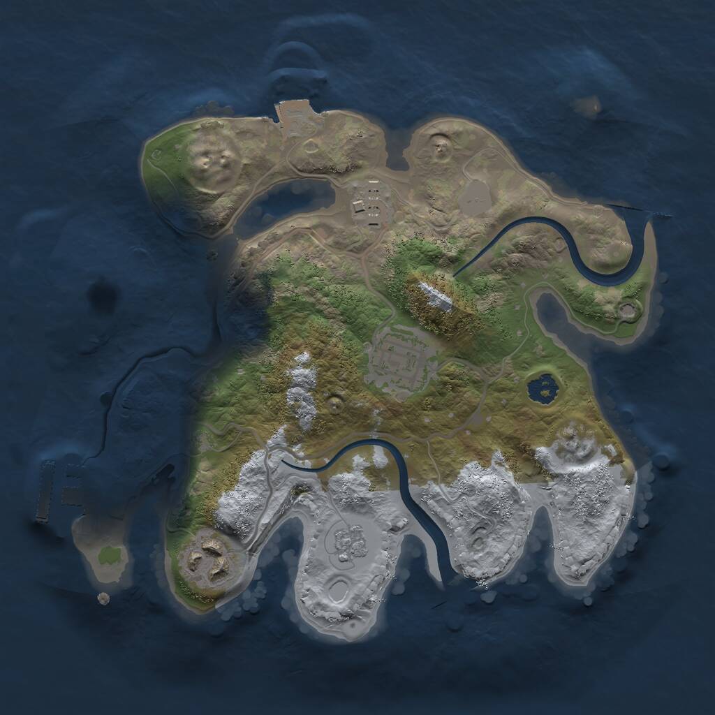 Rust Map: Procedural Map, Size: 2400, Seed: 55000, 6 Monuments