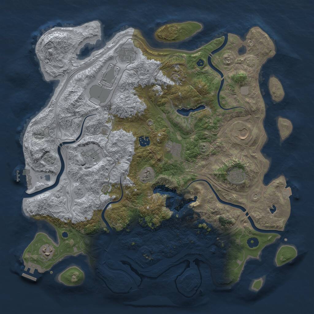 Rust Map: Procedural Map, Size: 4250, Seed: 1226977688, 16 Monuments