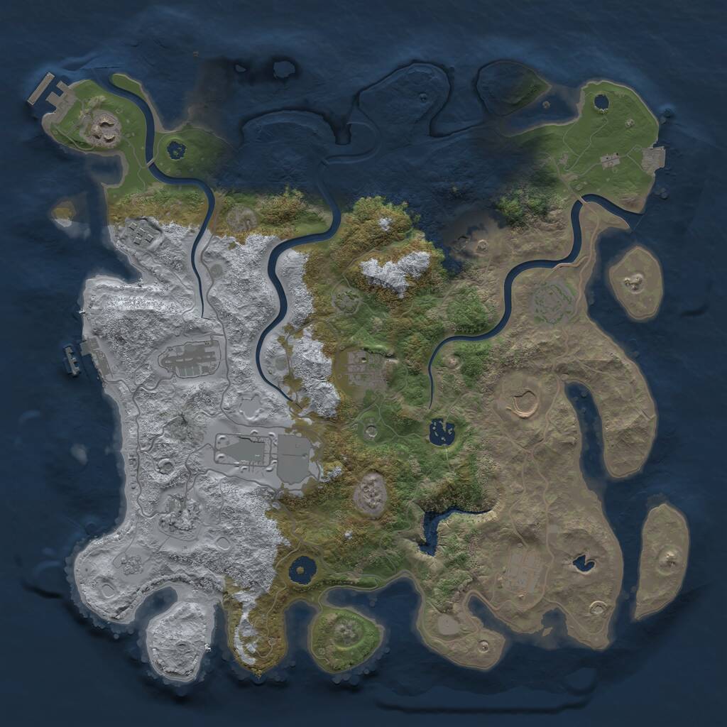 Rust Map: Procedural Map, Size: 4000, Seed: 1168133800, 17 Monuments