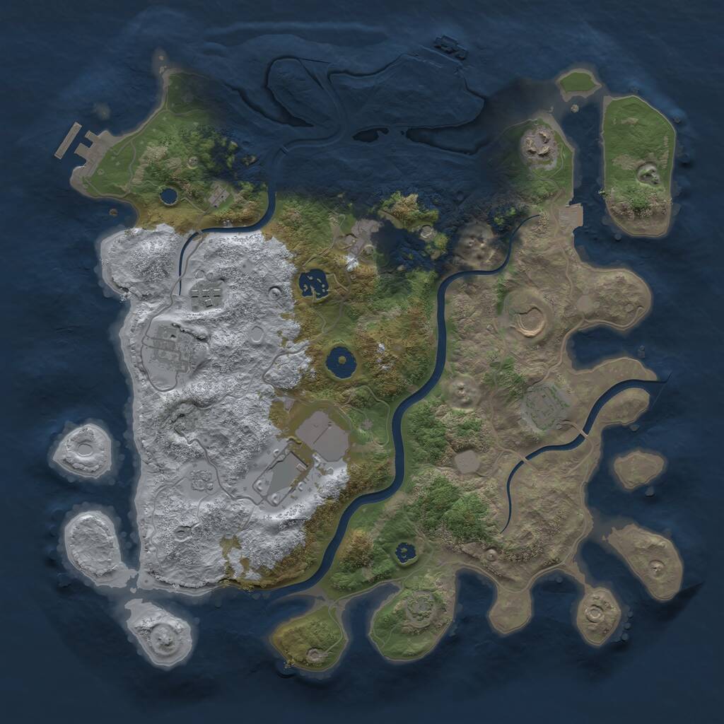 Rust Map: Procedural Map, Size: 3650, Seed: 1296018505, 14 Monuments