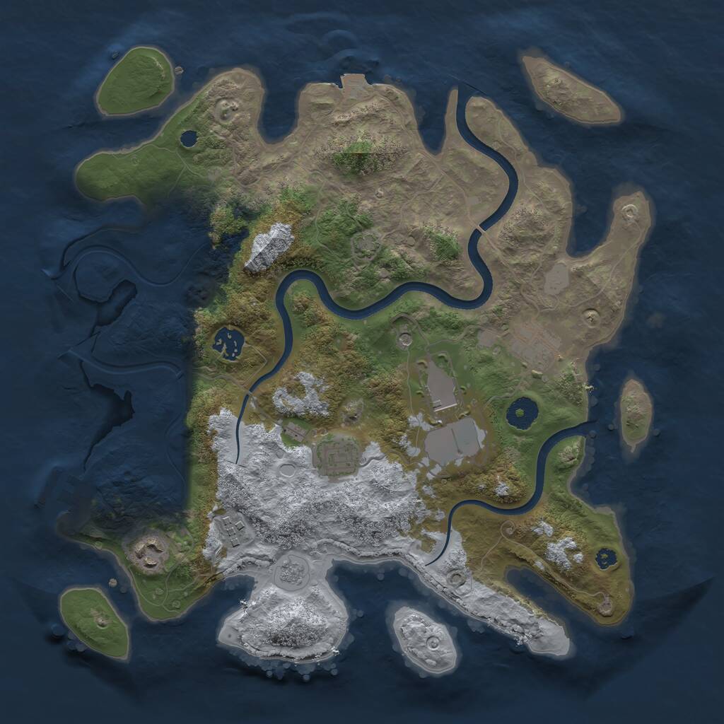 Rust Map: Procedural Map, Size: 3500, Seed: 1916256637, 11 Monuments