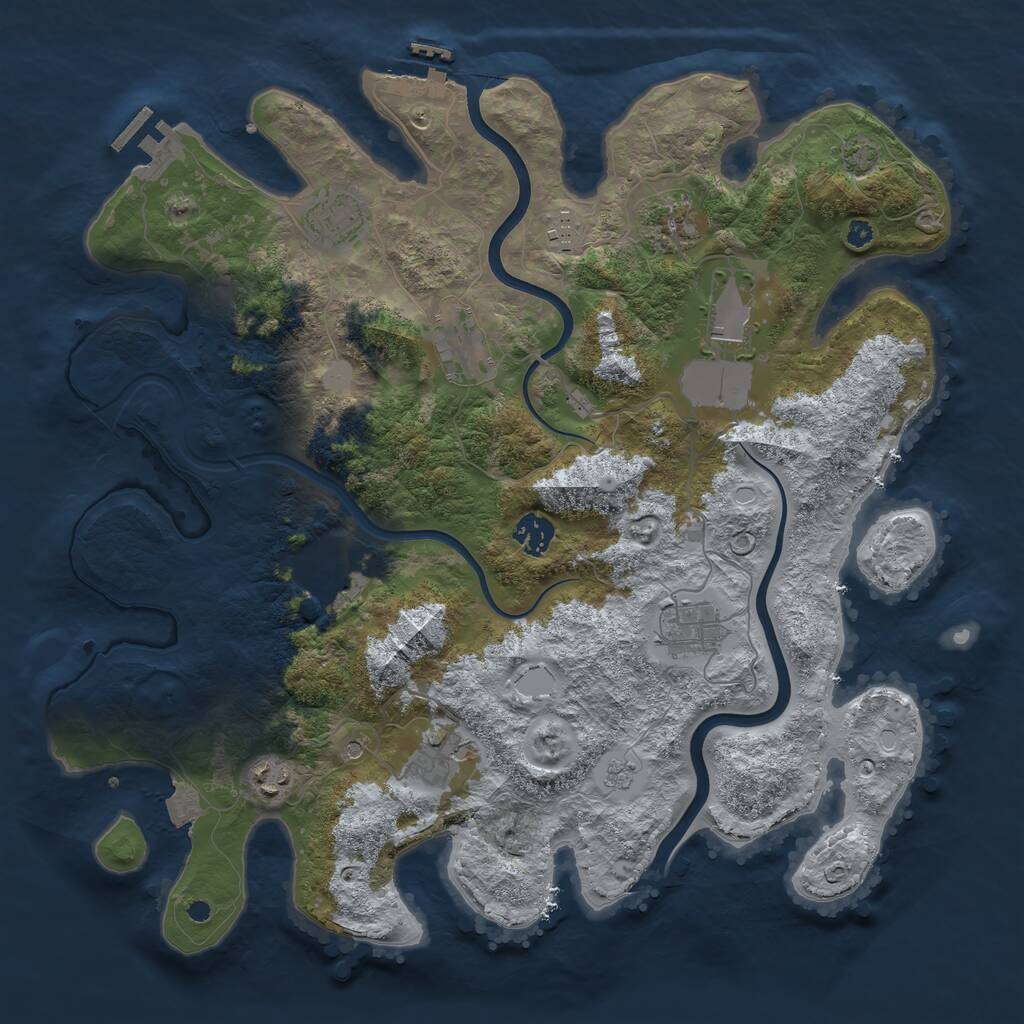 Rust Map: Procedural Map, Size: 3850, Seed: 294538451, 16 Monuments