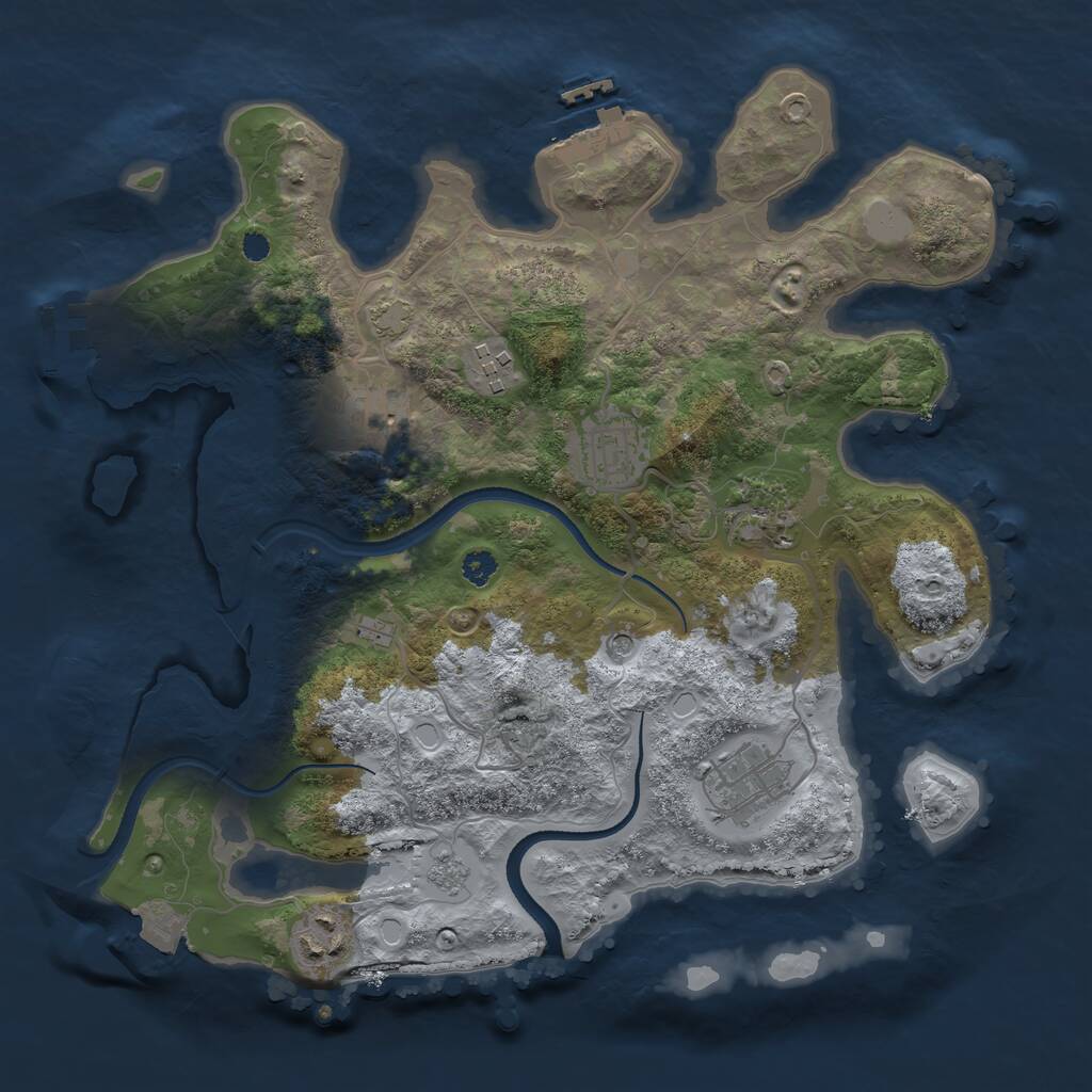 Rust Map: Procedural Map, Size: 3200, Seed: 1832225822, 12 Monuments