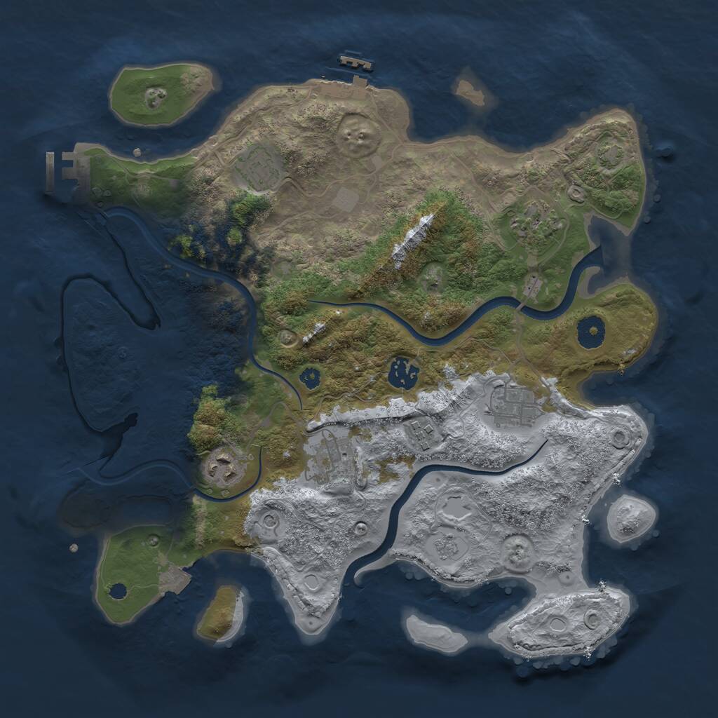 Rust Map: Procedural Map, Size: 3500, Seed: 858647996, 13 Monuments