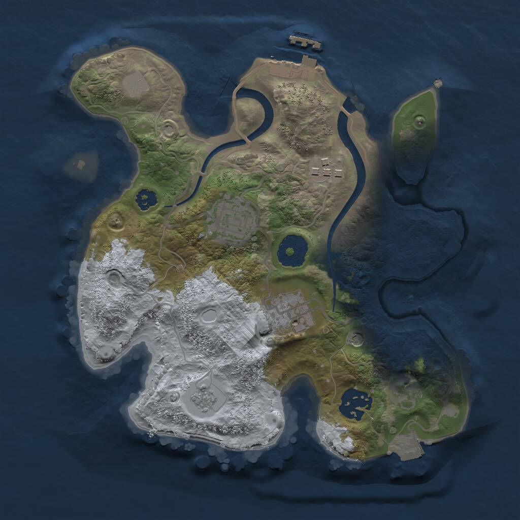 Rust Map: Procedural Map, Size: 2500, Seed: 281436791, 8 Monuments