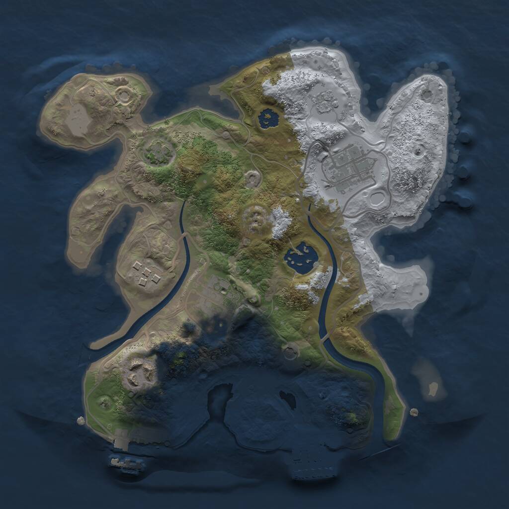 Rust Map: Procedural Map, Size: 2500, Seed: 10438520, 11 Monuments