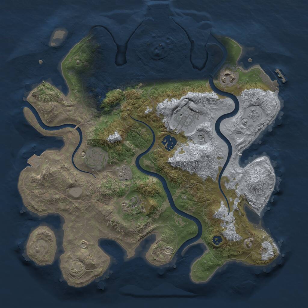 Rust Map: Procedural Map, Size: 3200, Seed: 504589217, 12 Monuments