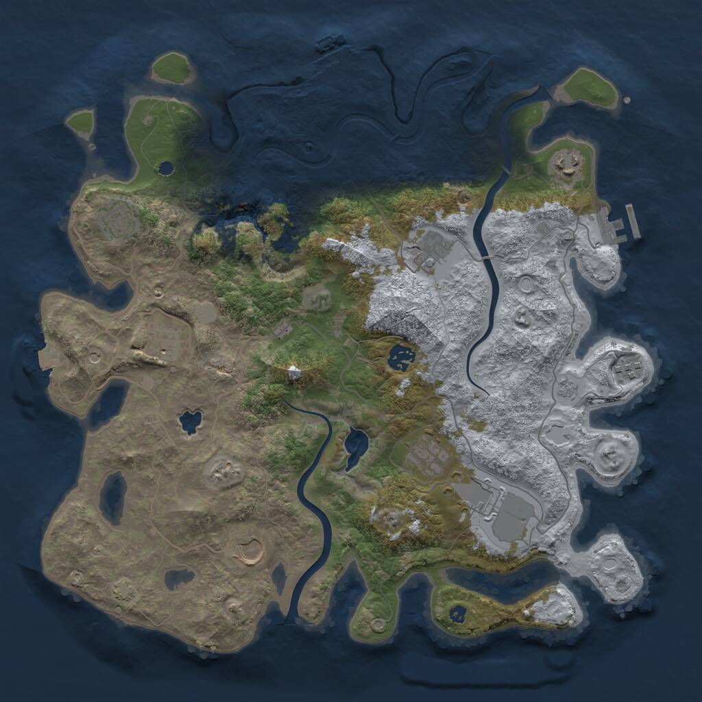 Rust Map: Procedural Map, Size: 4000, Seed: 993085855, 15 Monuments