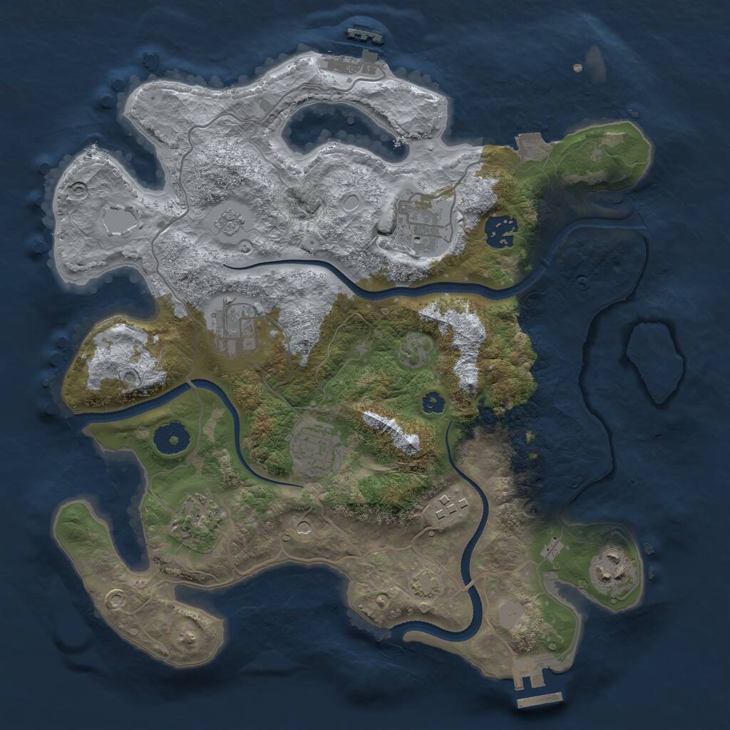 Rust Map: Procedural Map, Size: 3250, Seed: 509396376, 13 Monuments