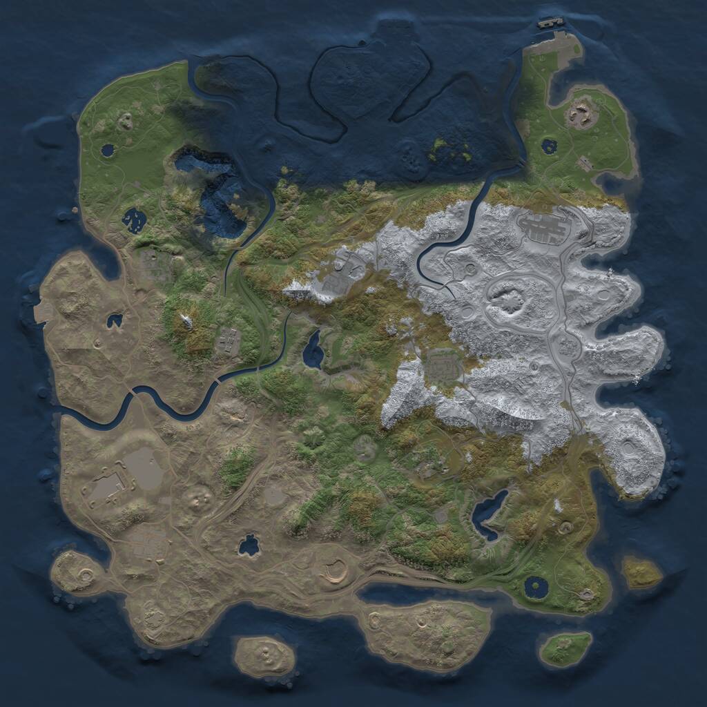 Rust Map: Procedural Map, Size: 4500, Seed: 661313874, 17 Monuments